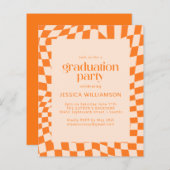 Retro Orange Checkerboard Abschluss laden ein (Vorne/Hinten)