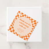 Retro Orange Checkerboard Baby Shower Thank You Geschenkanhänger (Beispiel)
