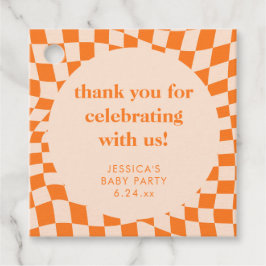 Retro Orange Checkerboard Baby Shower Thank You Geschenkanhänger