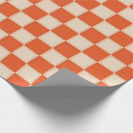 Retro Orange Checkerboard Geschenkpapier (Ecke)