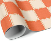 Retro Orange Checkerboard Geschenkpapier (Rolleneckpunkt)