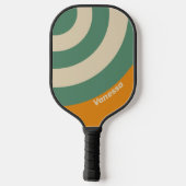 Retro Orange Circle Strip mit Name Pickleball Schläger (Rückseite)