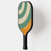 Retro Orange Circle Strip mit Name Pickleball Schläger (Links)