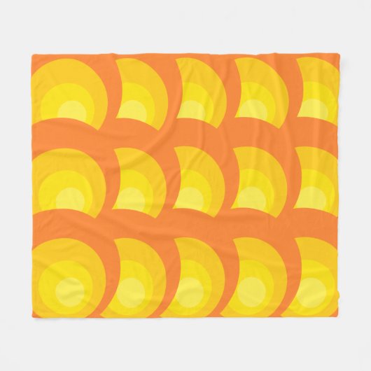 Retro Orange Circles Fleecedecke (Vorderseite (Horizontal))
