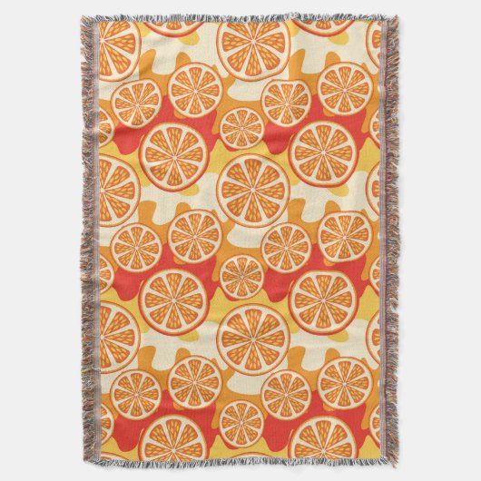 Retro Orange Citrus Muster Decke (Vorderseite Vertikal)