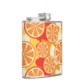 Retro Orange Citrus Muster Flachmann (Rechts)