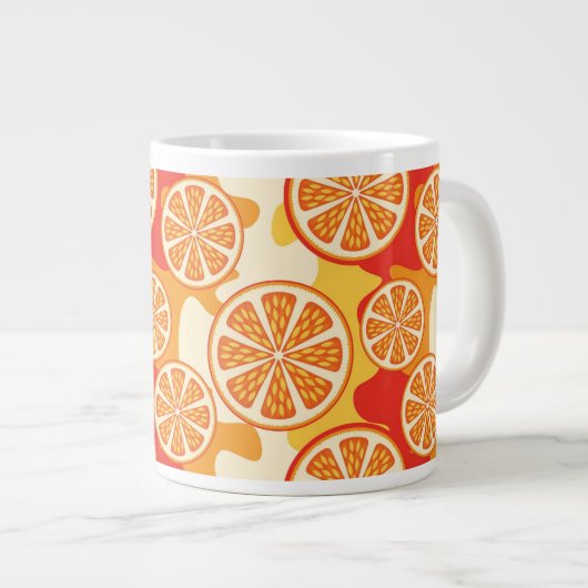 Retro Orange Citrus Muster Jumbo-Tasse (Vorderseite Rechts)