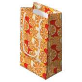 Retro Orange Citrus Muster Kleine Geschenktüte (Vorderseite Schrägansicht)
