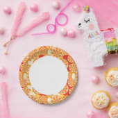 Retro Orange Citrus Muster Pappteller (Party)