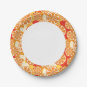Retro Orange Citrus Muster Pappteller (Vorderseite)