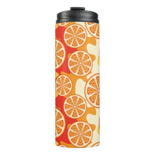 Retro Orange Citrus Muster Thermosbecher