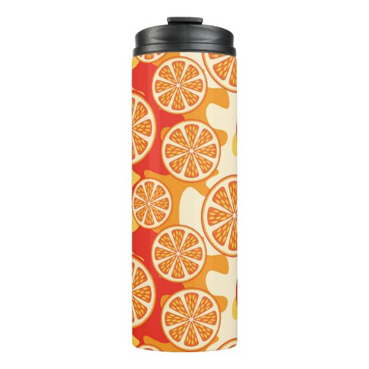 Retro Orange Citrus Muster Thermosbecher (Vorderseite)
