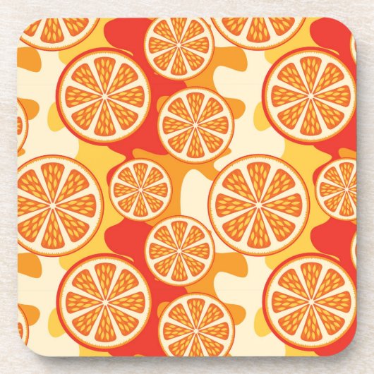 Retro Orange Citrus Muster Untersetzer (Vorderseite)