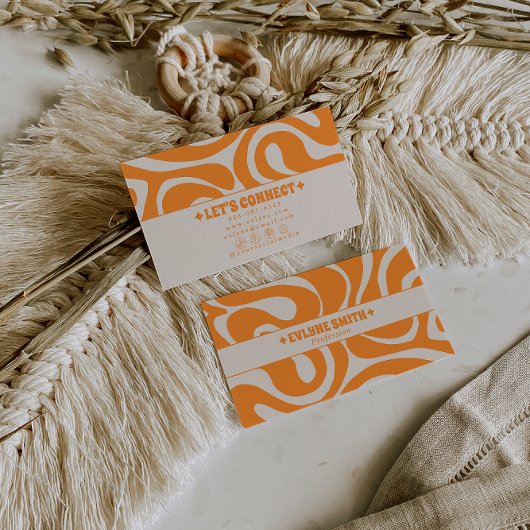 Retro Orange Cream 70s Boho Groovy Funky Trendy Visitenkarte