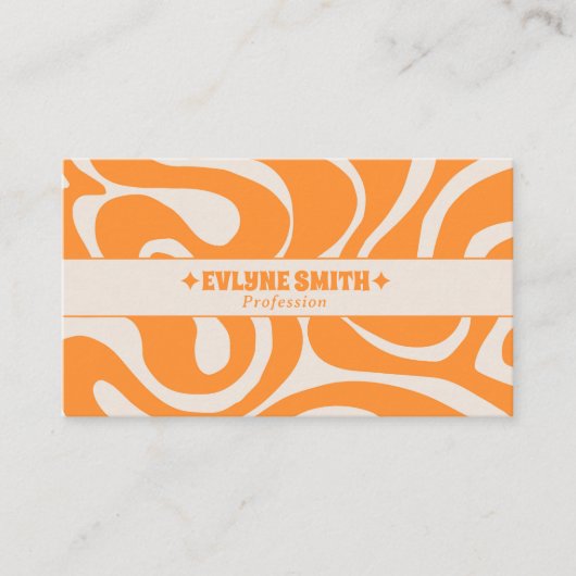 Retro Orange Cream QR Code 70s Boho Groovy Funky Visitenkarte (Vorderseite)