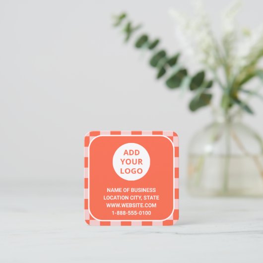 Retro Orange Custom Logo und QR Code Quadratische Visitenkarte (Stehend Vorderseite)