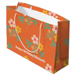Retro Orange Daisy Bouquet Muster individuell Große Geschenktüte