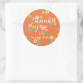 Retro Orange Daisy Bouquet Muster Vielen Dank Runder Aufkleber (Tasche)