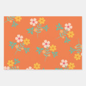 Retro Orange Daisy Bouquet Pattern Geschenkpapier Set (Vorderseite 3)