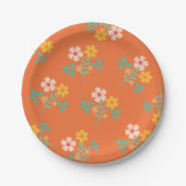 Retro Orange Daisy Bouquet Pattern Pappteller (Vorderseite)