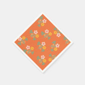 Retro Orange Daisy Bouquet Pattern Serviette (Ecke)