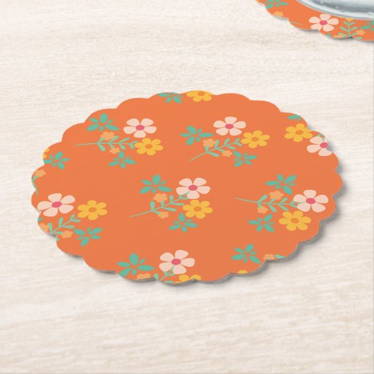 Retro Orange Daisy Bouquet Pattern Untersetzer (angewinkelt)