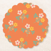 Retro Orange Daisy Bouquet Pattern Untersetzer (Vorderseite)