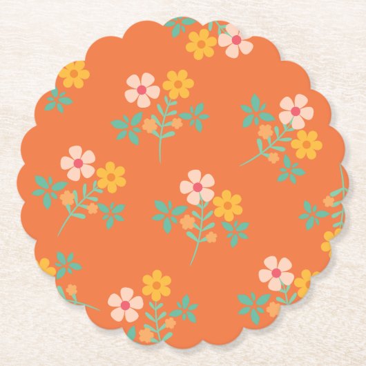 Retro Orange Daisy Bouquet Pattern Untersetzer (Vorderseite)