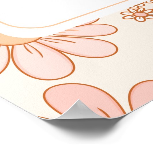 Retro Orange Daisy Floral Wedding Chart Poster (Ecke)