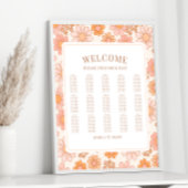 Retro Orange Daisy Floral Wedding Chart Poster