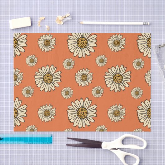 Retro Orange Daisy Muster Crafting Seidenpapier (Handwerk)