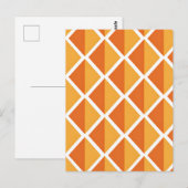 Retro Orange Diamond Harlequin Pattern Postkarte (Vorne/Hinten)