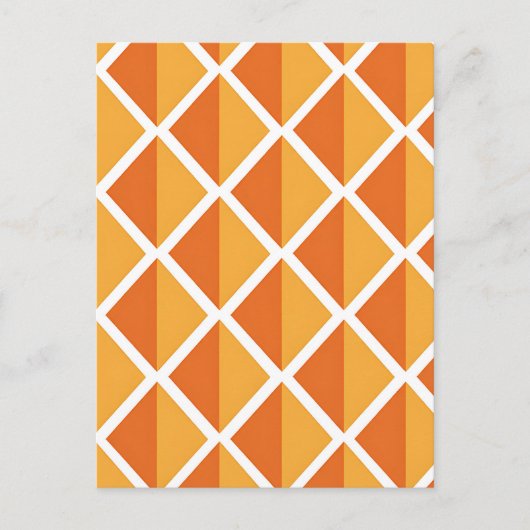 Retro Orange Diamond Harlequin Pattern Postkarte (Vorderseite)