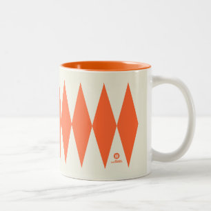 Retro Orange Diamond Muster Zweifarbige Tasse
