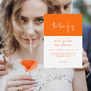 Retro Orange die beiden Hochzeiten Einladung