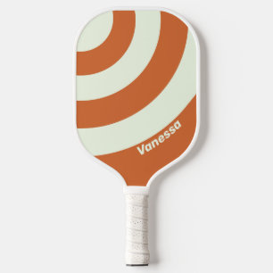 Retro Orange Drei-Kreis-Streifen mit Namen Pickleball Schläger