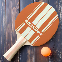 Retro Orange Dualboard Streifen mit Namen Tischtennis Schläger