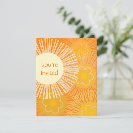 Retro-Orange-Einladung Einladung (Stehend Vorderseite)