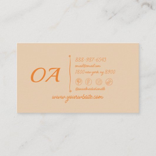 Retro Orange farbenfroh kühl Groovy Trendy Einziga Visitenkarte (Rückseite)