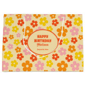 Retro Orange farbenfrohe Boho Blume Happy Birthday Große Geschenktüte (Vorderseite)