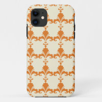 Retro Orange Fleur-De-Lis Muster