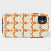 Retro Orange Fleur-De-Lis Muster Case-Mate iPhone Hülle (Rückseite (Horizontal))
