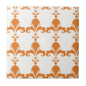 Retro Orange Fleur-De-Lis Muster Fliese (Vorderseite)