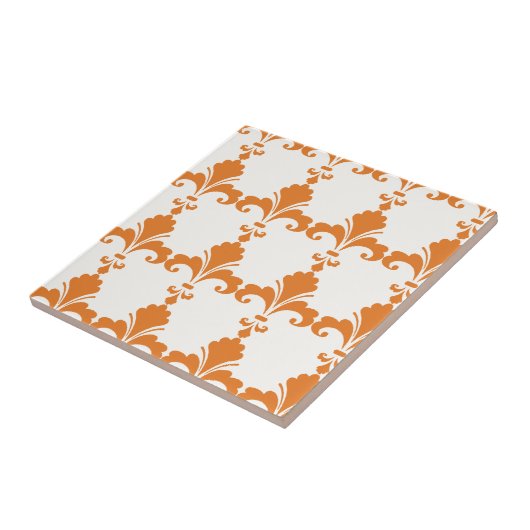 Retro Orange Fleur-De-Lis Muster Fliese (Seite)