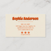 Retro Orange Floral Checkered Business Card Visitenkarte (Rückseite)