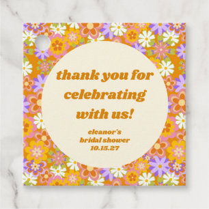 Retro Orange Floral Custom Brautparty Vielen Dank Geschenkanhänger