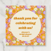 Retro Orange Floral Custom Brautparty Vielen Dank Geschenkanhänger (Vorderseite)