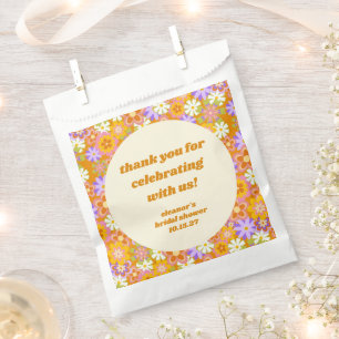 Retro Orange Floral Custom Brautparty Vielen Dank Geschenktütchen