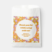 Retro Orange Floral Custom Brautparty Vielen Dank Geschenktütchen (Vorderseite)