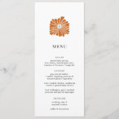 Retro Orange Floral Logo Wedding Menükarte (Vorderseite)
